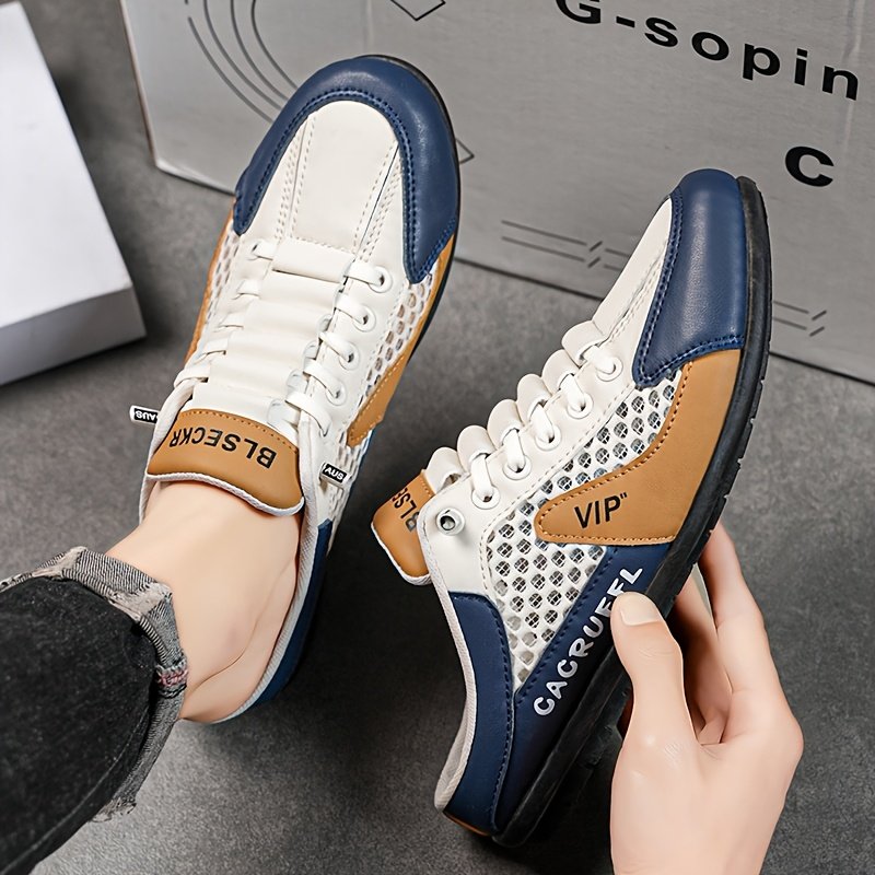 1 Pair of Men's Stylish Slip-On Casual Shoes - Comfortable and Convenient Athletic Sandals with Breathable Fabric Lining, Smooth Upper, Durable Sole in Khaki/Grey/White-Green - Suitable for Indoor, Vacation, Casual Attire - Image 4