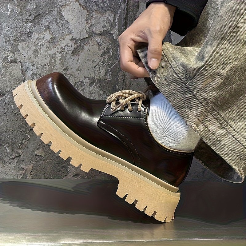 Men's Lace-Up Low-Top Shoes - Glossy Brown & Black Glossy Brown/Black/Beige/Tan/Gray/White - Minimalist Upper, Lace-Up Closure, Arch & Cushioned Rubber Sole - All-Season Casual & Semi-Formal Shoes for Men - Multi-Color Options Available - Solid Color Design with Glossy & Microfiber Lining - Lace-Up Ankle Boots for Men - Suitable for All Use, Sneakers for Men High Quality, Non Slip Shoes for Men, Fashion Shoes for Men - Image 4