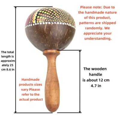 Handmade Painted Coconut Shell Sand Cone, Professional Percussion Accompaniment Instrument, Orff Percussion Sand Hammer, Suitable for Stage Playing, Accompaniment, Party, KTV, Best Gift for Holiday Gift Giving, Ktv Entertainment, Party Instrument, Cultural Instrument, Artistic Percussion, Quality Craftsmanship, Durable Construction, Rhythm Tool, Musical Accessory, Party Hosts, Music Performers