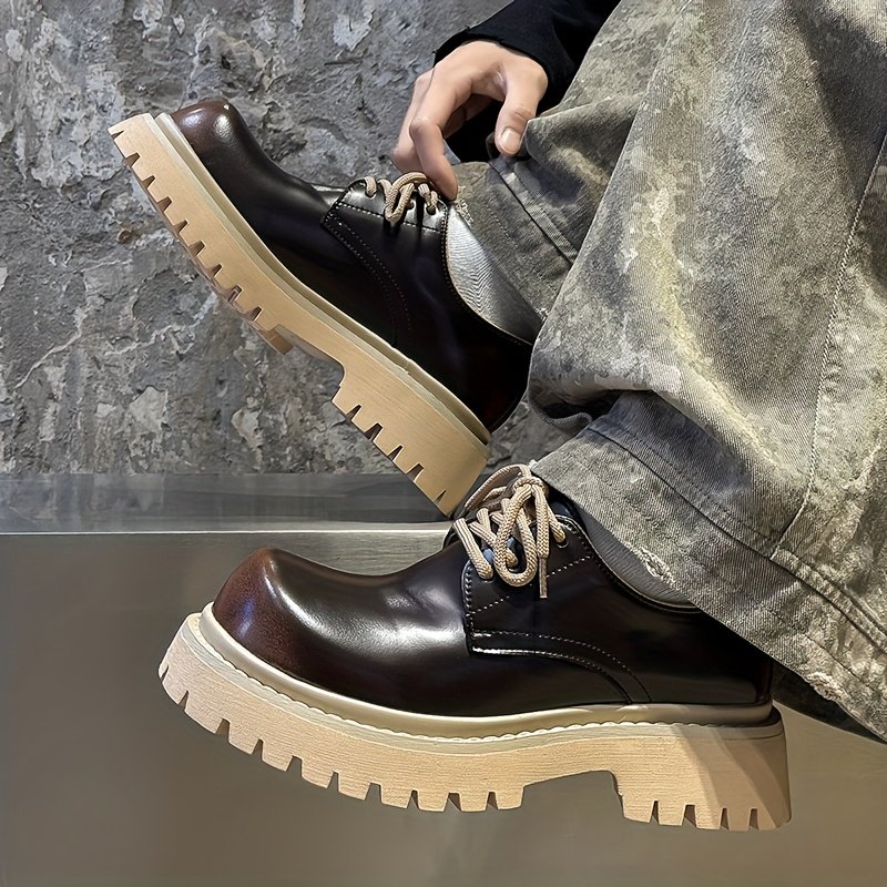 Men's Lace-Up Low-Top Shoes - Glossy Brown & Black Glossy Brown/Black/Beige/Tan/Gray/White - Minimalist Upper, Lace-Up Closure, Arch & Cushioned Rubber Sole - All-Season Casual & Semi-Formal Shoes for Men - Multi-Color Options Available - Solid Color Design with Glossy & Microfiber Lining - Lace-Up Ankle Boots for Men - Suitable for All Use, Sneakers for Men High Quality, Non Slip Shoes for Men, Fashion Shoes for Men - Image 3