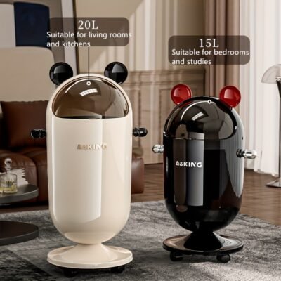 [Heavy-Duty Plastic Trash Can] Modern Heavy-Duty Plastic Trash Can with Wheels & Height-Adjustable Legs – Large-Capacity Cylindrical Bin, Golden/Black/Beige/White/Gray/Black Designs, Manual Operation for Home, Office, Living Room, Kitchen, Bedroom – Space-Saving Mobility Bin, No Electricity Required, Ergonomic Flip Lid for Easy Disposal, Durable Plastic Construction, Ideal for Large Spaces, Narrow Trash Can, Double Garbage Can for Kitchen, Wall Mounted Rubbish Bin, Outdoor Garbage Bin