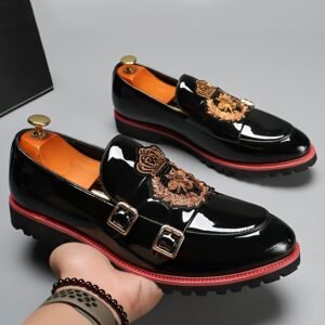 Men'S Embroidered Slip-On Loafers, British Casual Business Shoes.