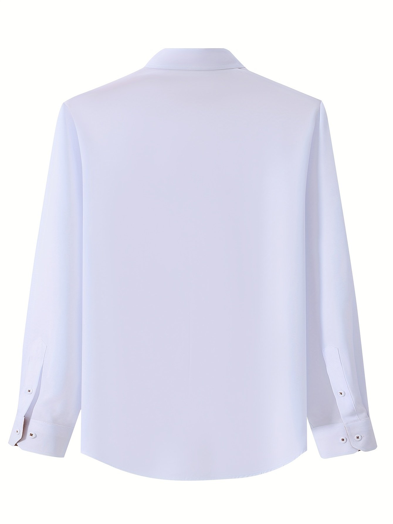 Men's Slim-Fit Casual Long Sleeve Shirt - Solid Color White with Contrast Orange Accents, Classic Collar & Single-Button Closure, All-Season Versatile Shirt for Dating & Casual Outings, Everyday Outfit, Sleek Appearance, Durable Material, Stylish Top, Young Professionals, Professional Attire, Modern Menswear, Breathable Material, Modern Gentlemen - Image 4