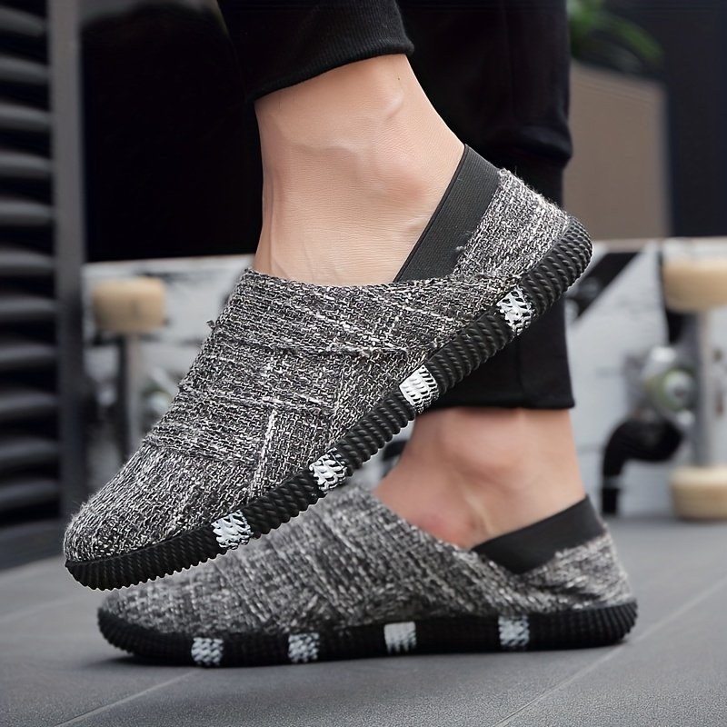 Men'S Vintage Canvas Slip-On Shoes - Casual White Espadrille with Black Sole, Round Toe, Low-Top Design for Spring & Summer, Hiking & Outdoor, Daily Wear, Casual Attire | Lowtop Shoes | Fabric Upper - Image 7