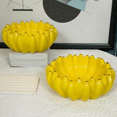 Large 9.5-Inch Ceramic Banana-Shaped Serving Bowl – Vintage Style Fruit and Snack Plate, Food-Safe, Ideal for Home, Restaurant, or Hotel Use, Fruit Display | Creative Storage | Ceramic Bow