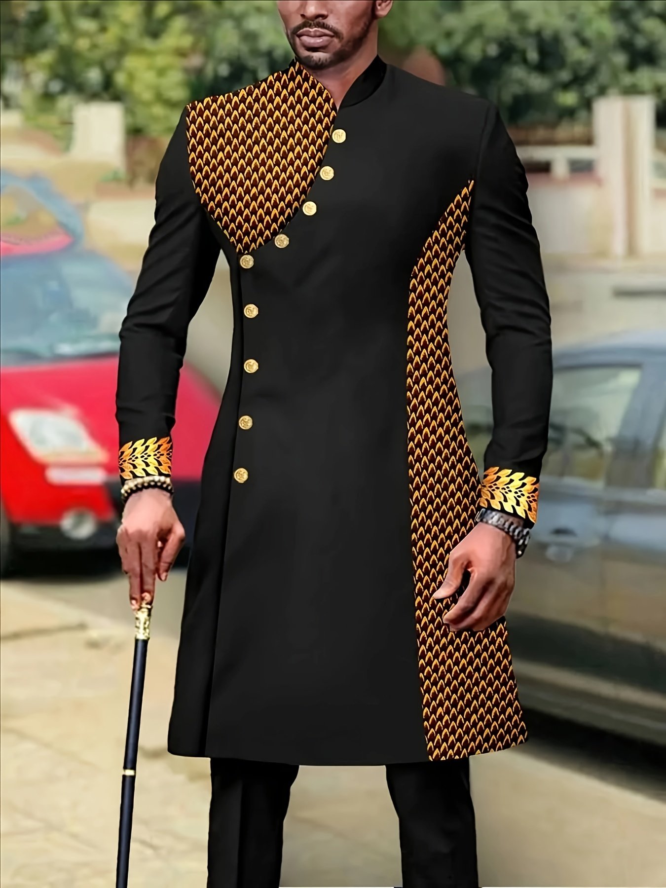 Men'S Casual Long-Sleeved Two-Piece Suit, Mid-Length Top And Trousers