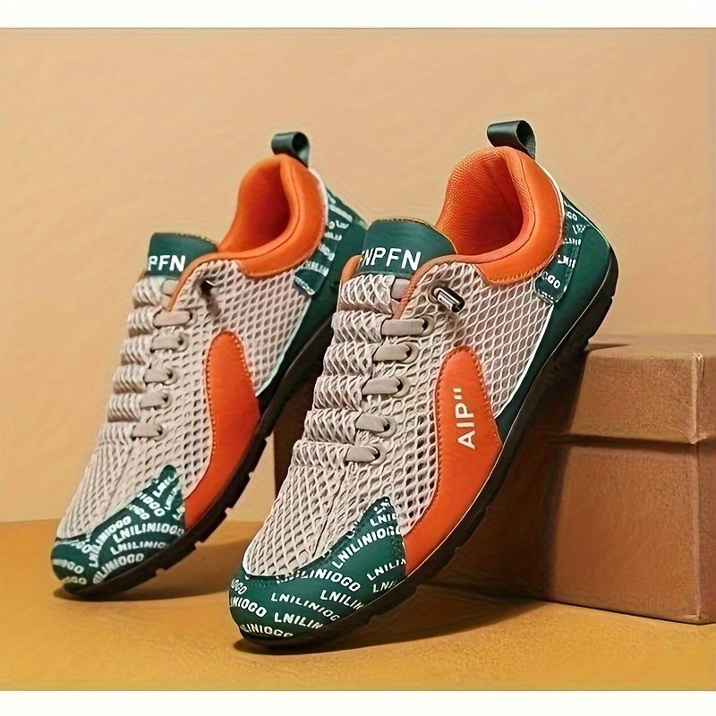 Men's Slip-On Casual Shoes - Breathable Mesh Upper, Non-Slip TPU Sole, Lightweight Sneakers for Gym, Office, Everyday - All-Season Comfort Shoes in Orange/Gray/Black & White - Ideal Gift for Men, Gym Footwear, Sporty Design, Comfortable Insole, Versatile Footwear, Office Professionals, Lowtop Design, Durable Construction, Supportive Footwear - Image 3