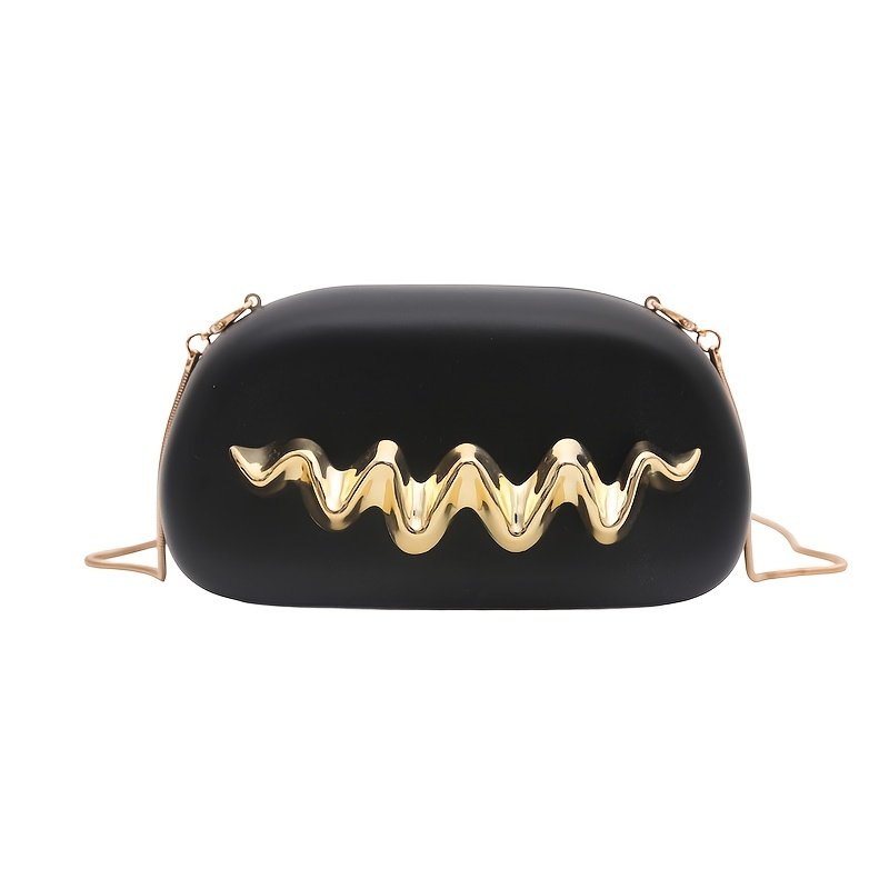 Women's Elegant Handbag Clutch Purse with Golden-Tone Snake Chain Strap - Multi-Way Crossbody/Handheld, Acrylic Shell & Buckle Closure, White/Golden/Coffee Brown/Black - Wedding, Party, Gala Accessory - Luxury Hand Carry Shoulder - Image 5