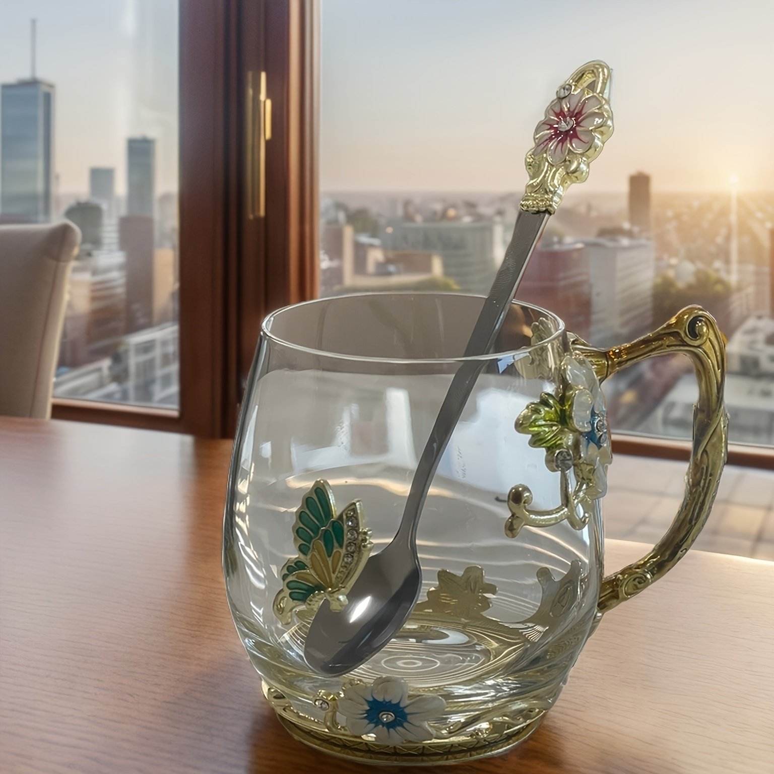 Iridescent 320ml/350ml Glass Tea Cup, Reusable, Hand Wash Only, Tall and Short, Multipurpose, with Gift for Home Office Restaurant, Christmas, Easter, Thanksgiving - Image 2