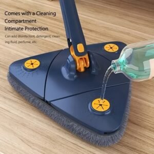 1set, Triangle 360° Rotating Cleaning Mop, Long Handle Floor Mop, Hands-free Wash Squeeze Mop, Wet And Dry Dual-use Cleaning Mop, for Floor Wall Ceiling Corner Glass, Cleaning Supplies, Cleaning Tool