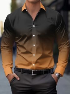 Men'S Stylish Print Shirt, Casual Breathable Long-Sleeve Button-Up with a Collar for Spring And Autumn.