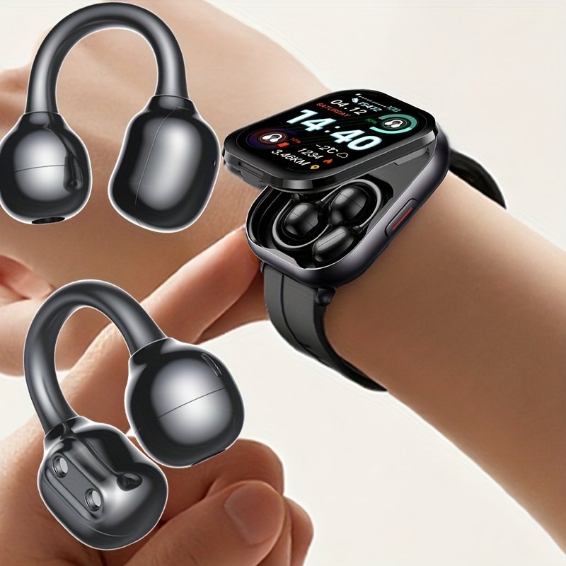 AI Voice Assistant High-Definition Touch Screen - Clip-On 2-in-1 Wireless Earphones Smartwatch, Multifunctional Smart Watch, Sedentary Reminder/Music Control - Image 4