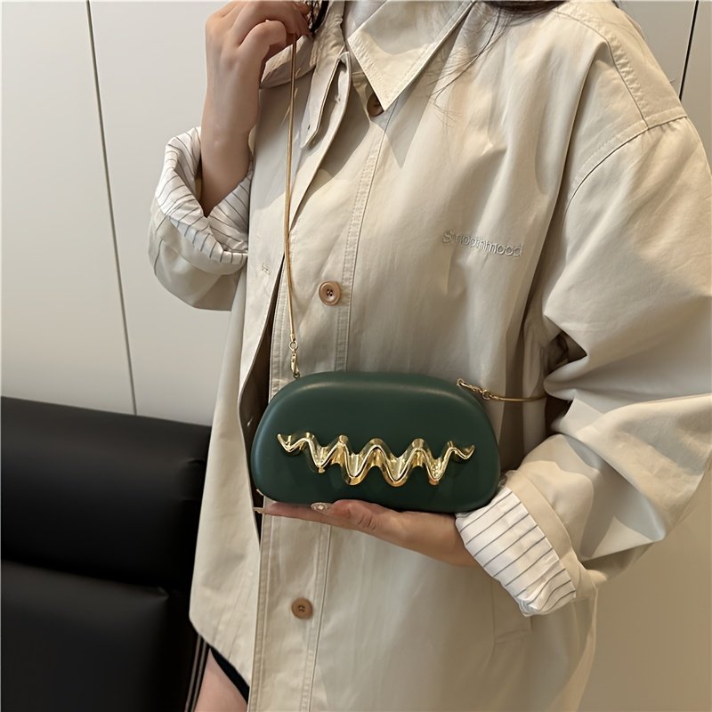 Women's Elegant Handbag Clutch Purse with Golden-Tone Snake Chain Strap - Multi-Way Crossbody/Handheld, Acrylic Shell & Buckle Closure, White/Golden/Coffee Brown/Black - Wedding, Party, Gala Accessory - Luxury Hand Carry Shoulder - Image 3