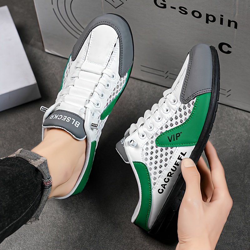 1 Pair of Men's Stylish Slip-On Casual Shoes - Comfortable and Convenient Athletic Sandals with Breathable Fabric Lining, Smooth Upper, Durable Sole in Khaki/Grey/White-Green - Suitable for Indoor, Vacation, Casual Attire - Image 9