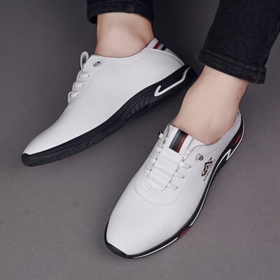 [Men’s Breathable Sneakers] Men’s Breathable Casual Sneakers – Trendy Slip- Shoes with Rubber Sole, PU Upper & Inner Lining, Round Toe, Low-Top Design for All Seasons, Brown, Allseason Shoes | Sporty Casual Shoes | Comfortable Lining