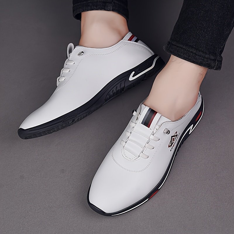 [Men's Breathable Sneakers] Men's Breathable Casual Sneakers - Trendy Slip- Shoes with Rubber Sole, PU Upper & Inner Lining, Round Toe, Low-Top Design for All Seasons, Brown, Allseason Shoes | Sporty Casual Shoes | Comfortable Lining