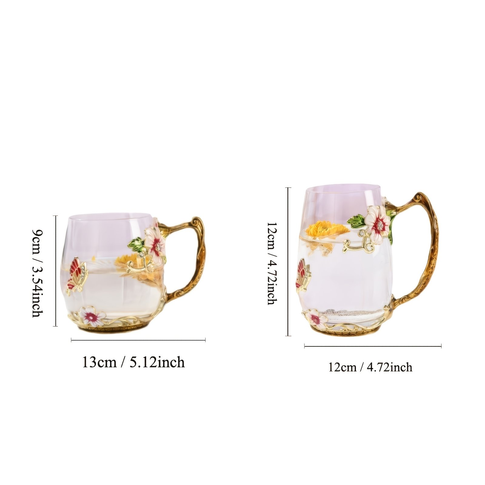 Iridescent 320ml/350ml Glass Tea Cup, Reusable, Hand Wash Only, Tall and Short, Multipurpose, with Gift for Home Office Restaurant, Christmas, Easter, Thanksgiving - Image 5