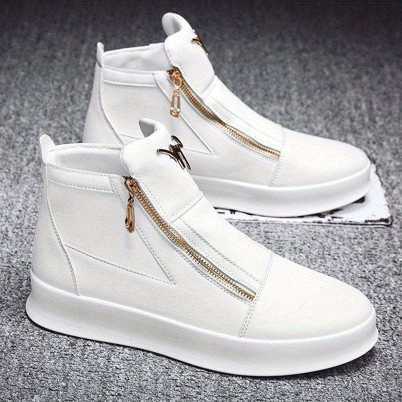 Chaonan British Style Joker High-Top Shoes - Double Zipper Closure, PU Upper & Slip-Resistant Rubber Sole, All-Season Urban Sneakers for Men & Women - Formal & Casual Events (Black), Versatile Footwear, Sleek Design, Durable Construction, Unisex Footwear, Fashion Enthusiasts - Image 8