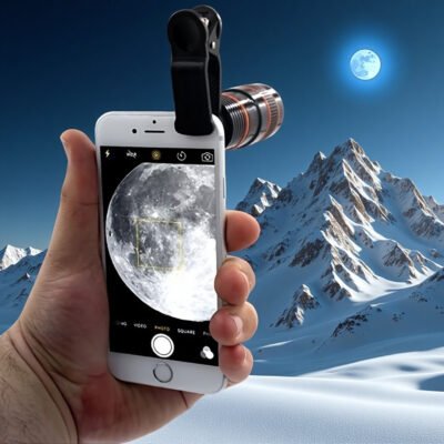 [Smartphone Telescope Lens] HD 8x Optical Zoom Clip-On Smartphone Telescope Lens – No Battery Needed, Durable PVC Construction, Enhances Night Photography & Stargazing, Ideal for Outdoor Adventures, Smartphone Telescope, Adventure Gear, Sleek Design, Highquality Lens