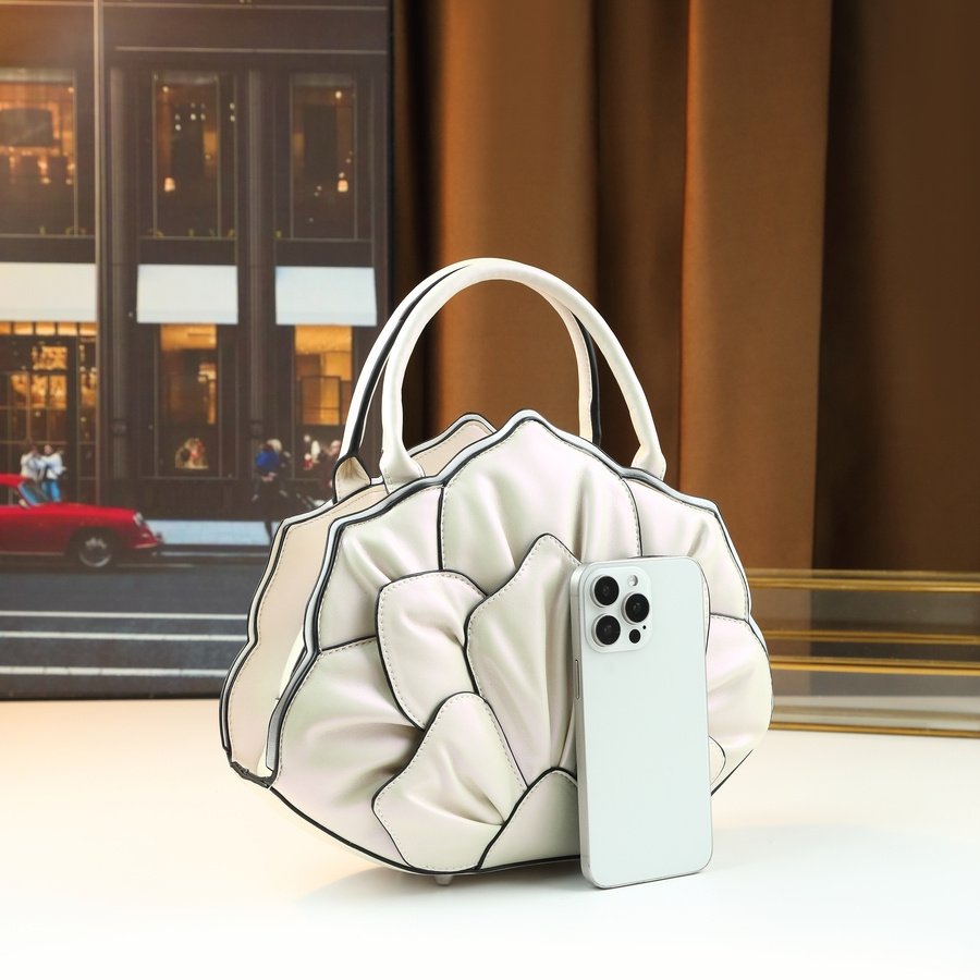 Meela & Jack Women's Elegant Floral-like handbag - Luxury Purse with Zipper Closure, Detachable Strap - White Everyday & Formal Bag for Women, Wedding, Office, Party - European Collection, Wedding Tote, Sophisticated Design, Highquality Finish, Fashionable Accessory, Bridal Accessory - Image 2