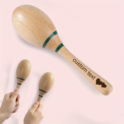 [Personalized] Laser Engraving custom Maracas Hand Percussion Rattles, with Rhythm for Party musical instrument, suitable for seaside birthday wedding, party gifts, Halloween gifts, Christmas giftst, DIY