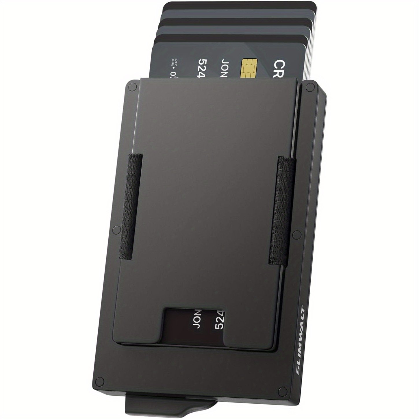 Men's Slim Aluminum Wallet with Money Clip - Holds 20 Cards & Bills, RFID Blocking Card Holder with Smart Slot, Minimalist Pop-Up Design, Durable Nylon Lining - Ideal Gift for Men (Black) - Image 2