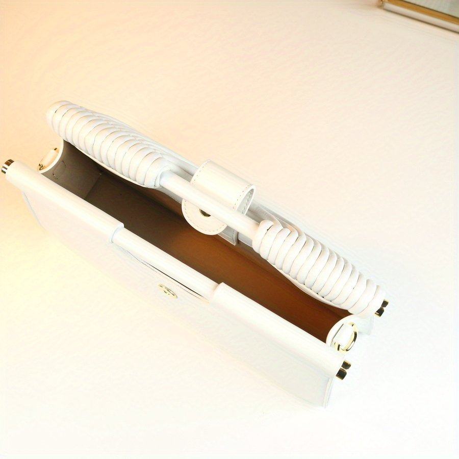 Stylish Solid Color Line Design Handheld Small Square Evening Bag for Women - Image 8