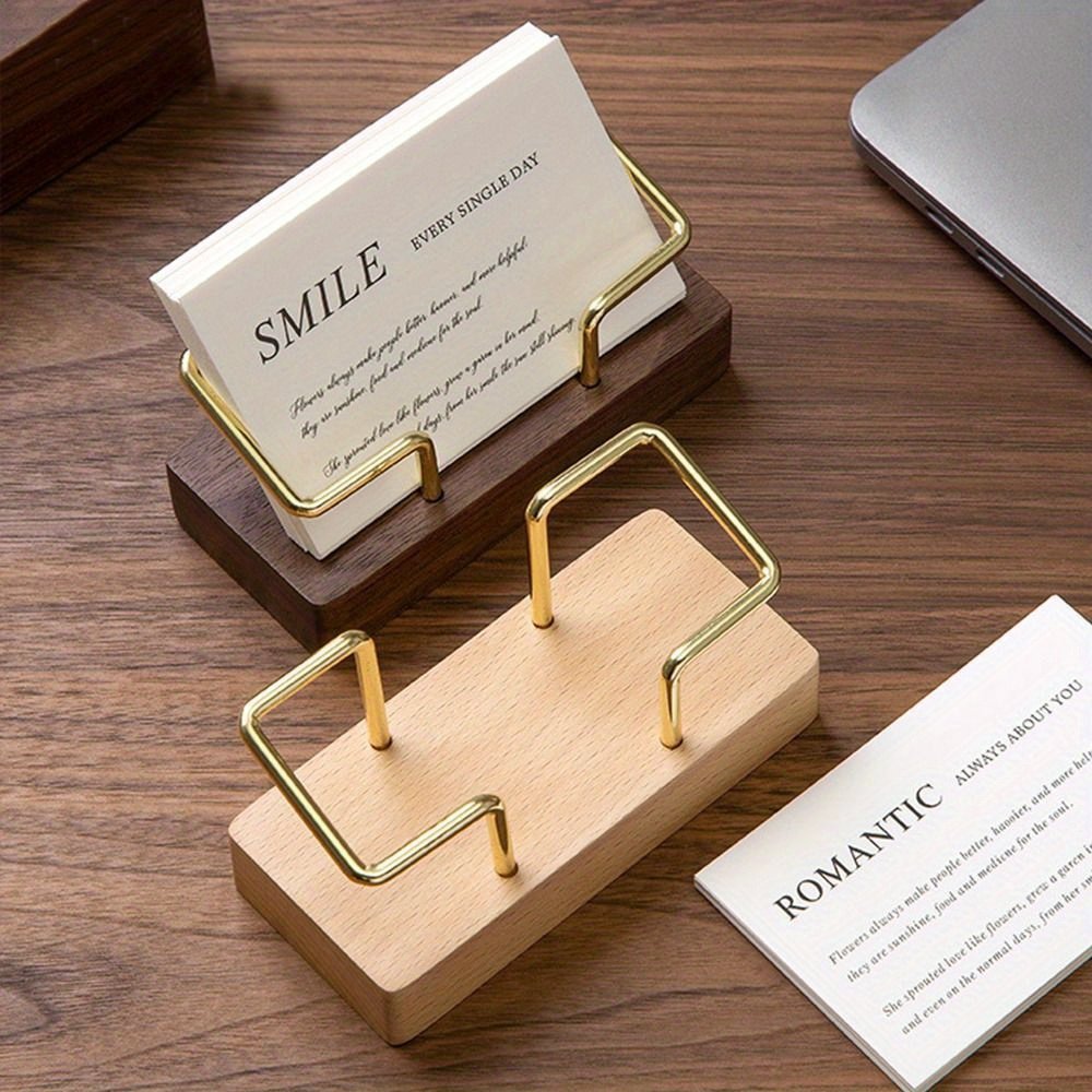 Personalized Wooden Business Card Holder - Custom Engraved Name & Company - Elegant Desktop Organizer with Golden Accents - Professional Gift for Executives, Weddings, Anniversaries, Christmas, Valentine'S Day - Durable Iron Material, Business Card Holder for Desk, Executive Gift Item, Sophisticated Design, Quality Craftsmanship, gift purchasing for boyfriend for christmas in and morocco., Desktop Organizer, Elegant Storage, Business Stationery, Professional Accessory, Customized - Image 11
