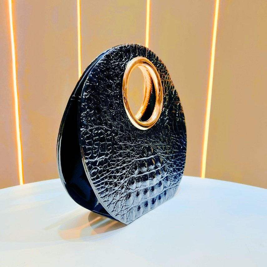 Women'S Elegant Evening Clutch - Luxury Handbag with Detachable Chain Strap, Zipper Closure, Magnetic Closure, Synthetic Handbag for Weddings, Parties, Formal Events - Elegant Women'S Designer Purse, Party Accessory, Geometric Pattern - Image 2