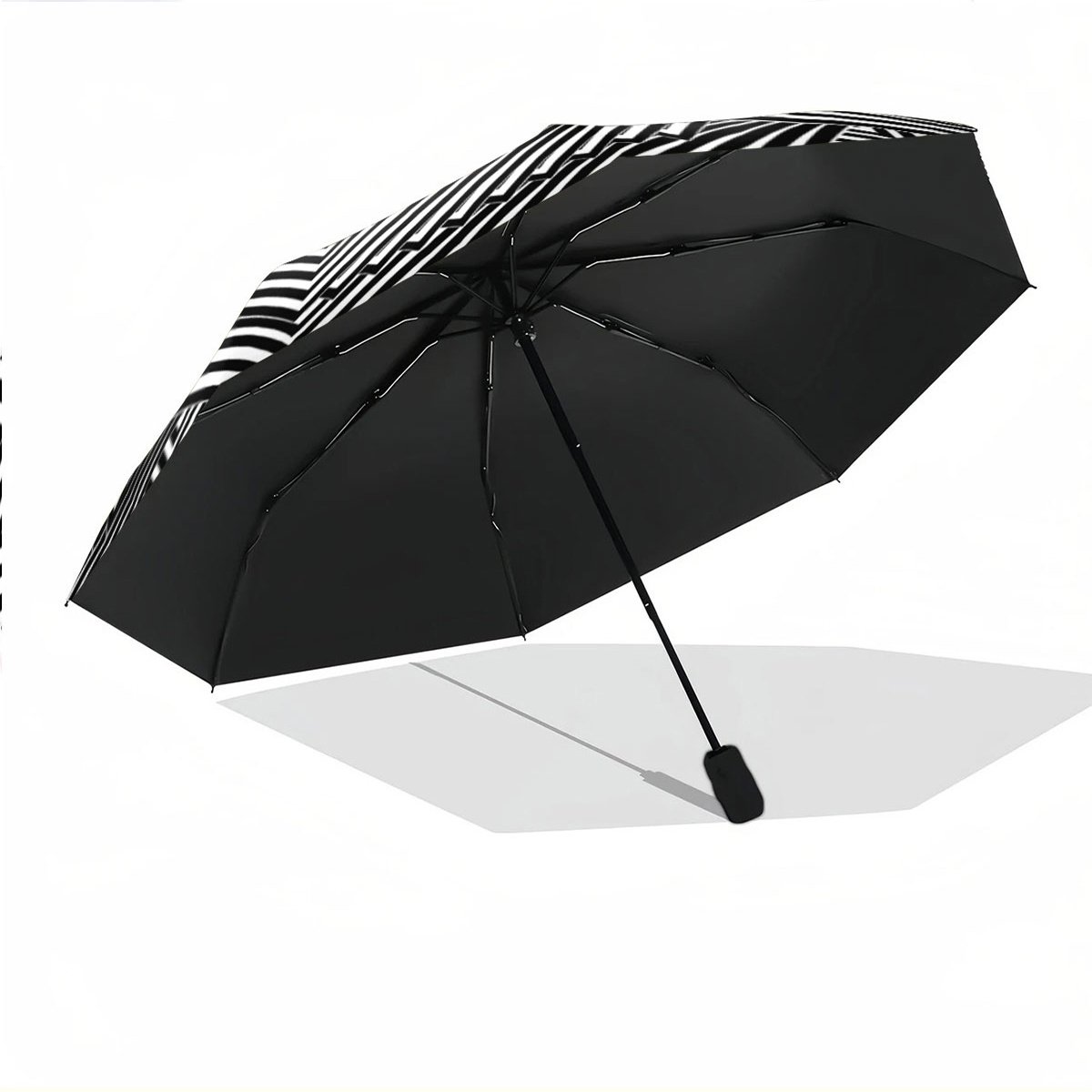 Automatic Open/Close Umbrella with One-Touch Button - Instant Open/Close, Compact Folding Design, Portable Collapsible Umbrella with 8-Rib Stability for Wind Resistance - All-Season Everyday & Formal Use - Ideal Gift for Christmas, Birthday, Travel - Black & White Optical Illusion Pattern, Outdoor Accessory, Modern Accessory, Durable Canopy, Fashion Lovers, Best for Christmas - Image 4