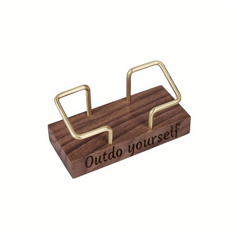 Personalized Wooden Business Card Holder - Custom Engraved Name & Company - Elegant Desktop Organizer with Golden Accents - Professional Gift for Executives, Weddings, Anniversaries, Christmas, Valentine'S Day - Durable Iron Material, Business Card Holder for Desk, Executive Gift Item, Sophisticated Design, Quality Craftsmanship, gift purchasing for boyfriend for christmas in and morocco., Desktop Organizer, Elegant Storage, Business Stationery, Professional Accessory, Customized - Image 2