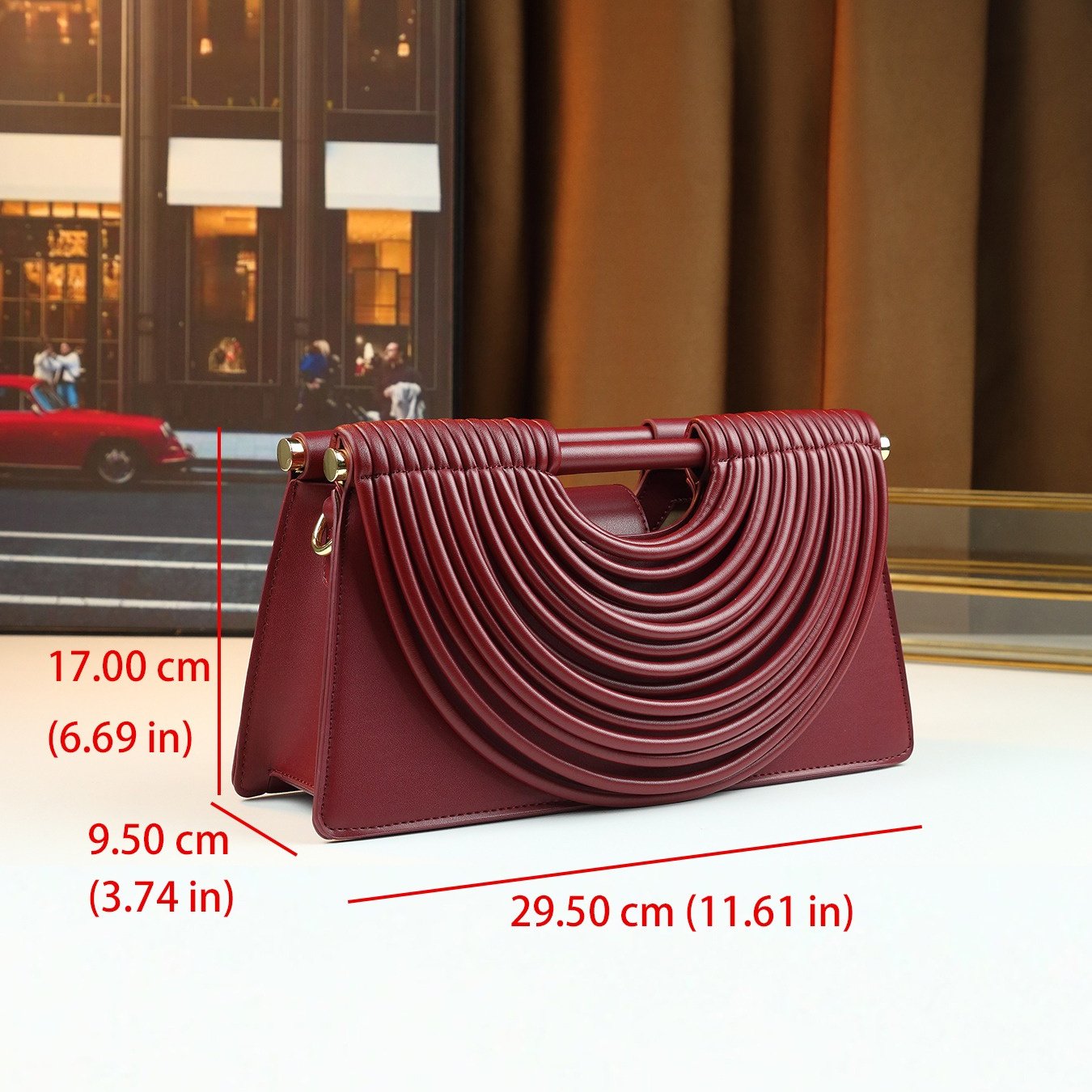Stylish Solid Color Line Design Handheld Small Square Evening Bag for Women - Image 4