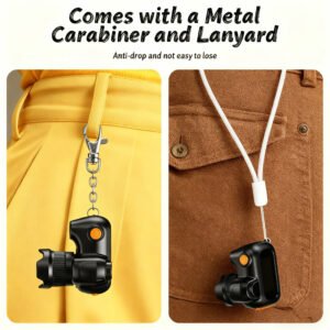 1080P HD Mini Camera with 64GB SD Card, 4X Zoom & Selfie Mode, 4 Retro Filters, Auto Night Flash, Portable Keychain Camcorder with Metal Carabiner - Compact Vlog Camera for Travel, Daily Recording, Beginners, Teens & Adults - Christmas Birthday Gift