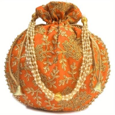 IGH Ethnic Potli Bag for Women, a Handbag with Pearl Handles, Perfect As a Bridal Clutch Purse