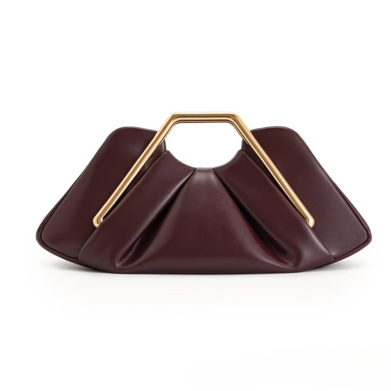 Luxury Elegant Evening Clutch with Magnetic Closure & Fixed Strap - Shiny Solid Color Handbag for Women, Wedding, Party, Formal Events - Burgundy/Black/Light Brown/White - Versatile Bridesmaid Gift & Daily Use Bag, Bridal Handbag, Designer Handbags for Women, Wedding Guest Bag, Bridal Clutch Purses, Dress Purse, Party Accessory, Stylish Purse, Highquality Finish, Sleek Construction, Women's Handbag, Fashion Women - Image 6