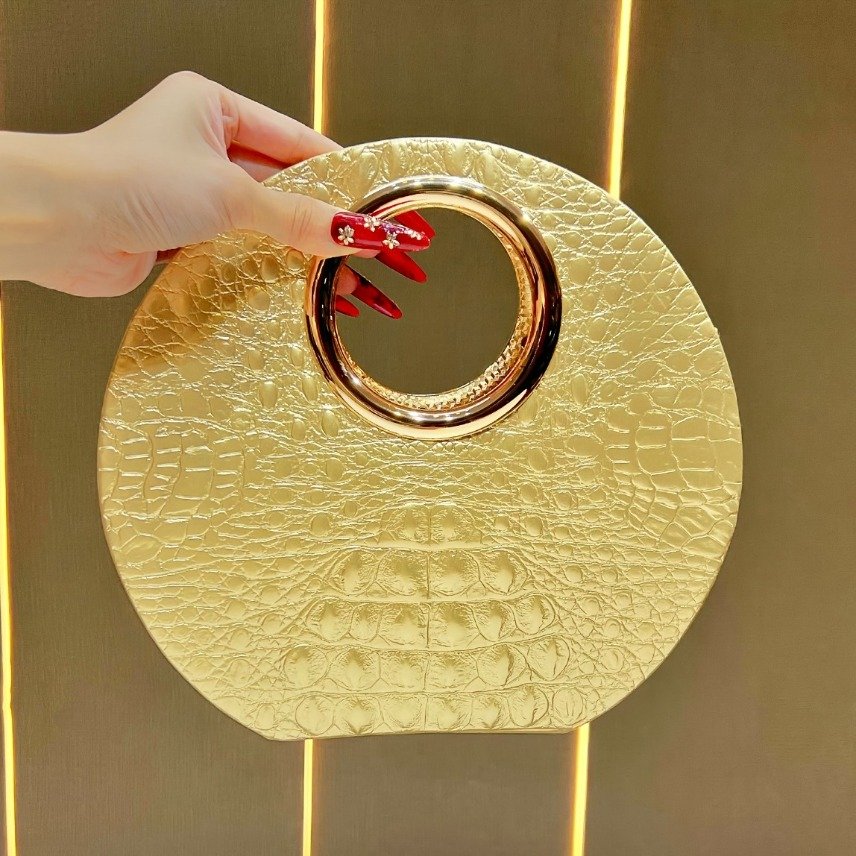 Women'S Elegant Evening Clutch - Luxury Handbag with Detachable Chain Strap, Zipper Closure, Magnetic Closure, Synthetic Handbag for Weddings, Parties, Formal Events - Elegant Women'S Designer Purse, Party Accessory, Geometric Pattern - Image 9