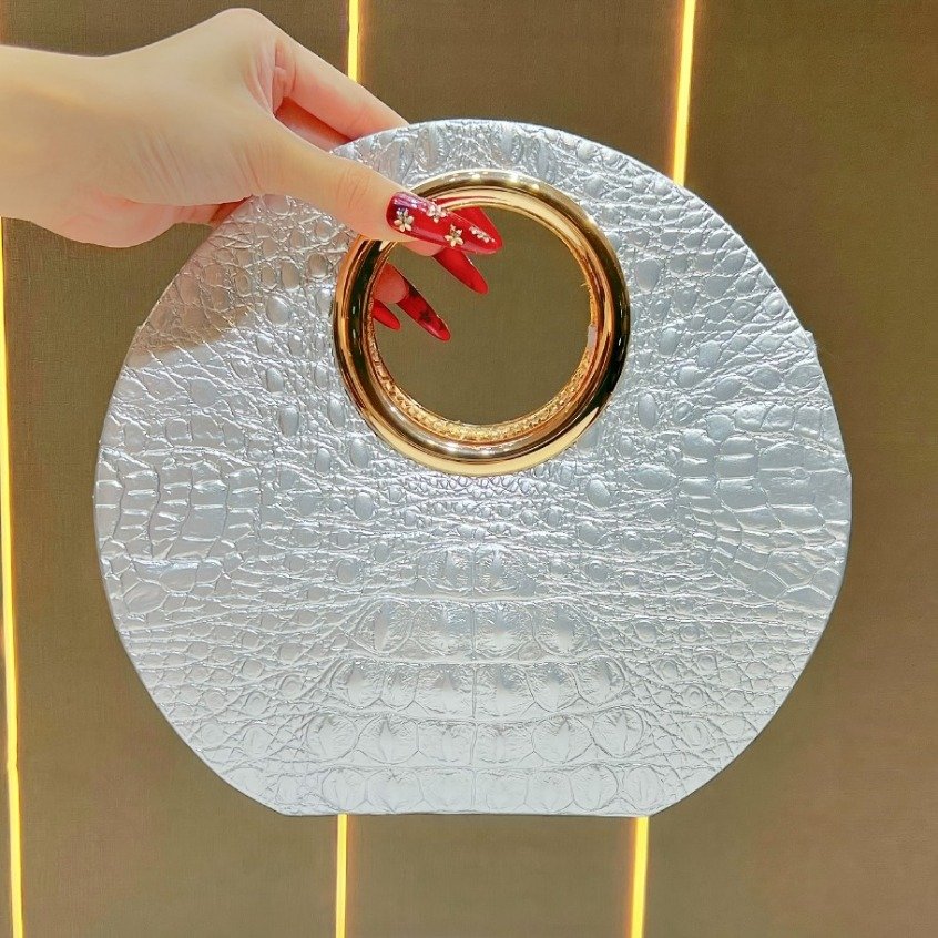 Women'S Elegant Evening Clutch - Luxury Handbag with Detachable Chain Strap, Zipper Closure, Magnetic Closure, Synthetic Handbag for Weddings, Parties, Formal Events - Elegant Women'S Designer Purse, Party Accessory, Geometric Pattern - Image 6