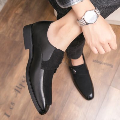 Men’s Formal Dress Shoes – British Business Shoes with Slip-On Closure, Brown PU Upper & Non-Slip Rubber Sole, All-Season Formal & Casual Shoes for Office, Wedding, Party – Men’s Formal Footwear, Office Wear, Classic Style, Polished Look, Wedding Guests