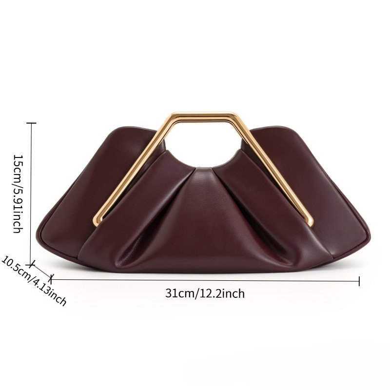 Luxury Elegant Evening Clutch with Magnetic Closure & Fixed Strap - Shiny Solid Color Handbag for Women, Wedding, Party, Formal Events - Burgundy/Black/Light Brown/White - Versatile Bridesmaid Gift & Daily Use Bag, Bridal Handbag, Designer Handbags for Women, Wedding Guest Bag, Bridal Clutch Purses, Dress Purse, Party Accessory, Stylish Purse, Highquality Finish, Sleek Construction, Women's Handbag, Fashion Women - Image 3