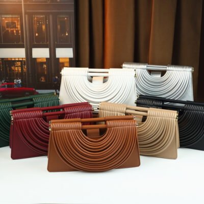 Stylish Solid Color Line Design Handheld Small Square Evening Bag for Women