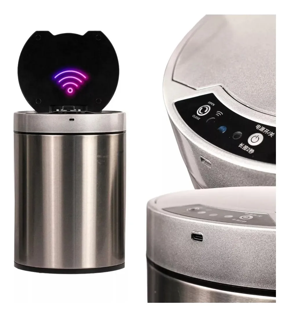 Trash Can With Sensor 12 Liters Polished Stainless Steel Large With Basket - Image 2