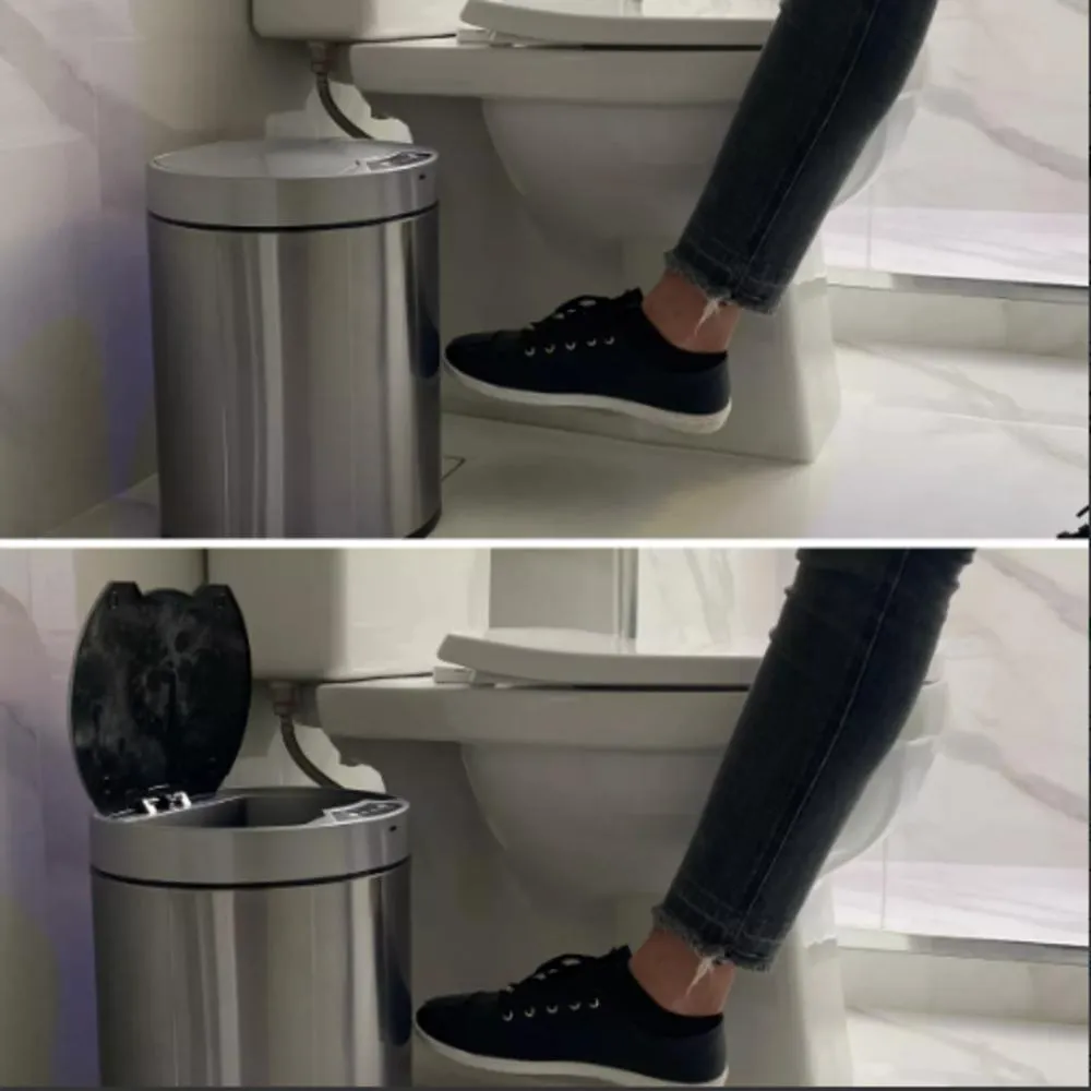 Trash Can With Sensor 12 Liters Polished Stainless Steel Large With Basket - Image 7