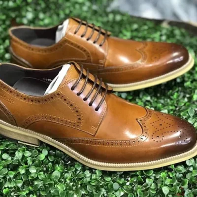 Brown leather dress shoes