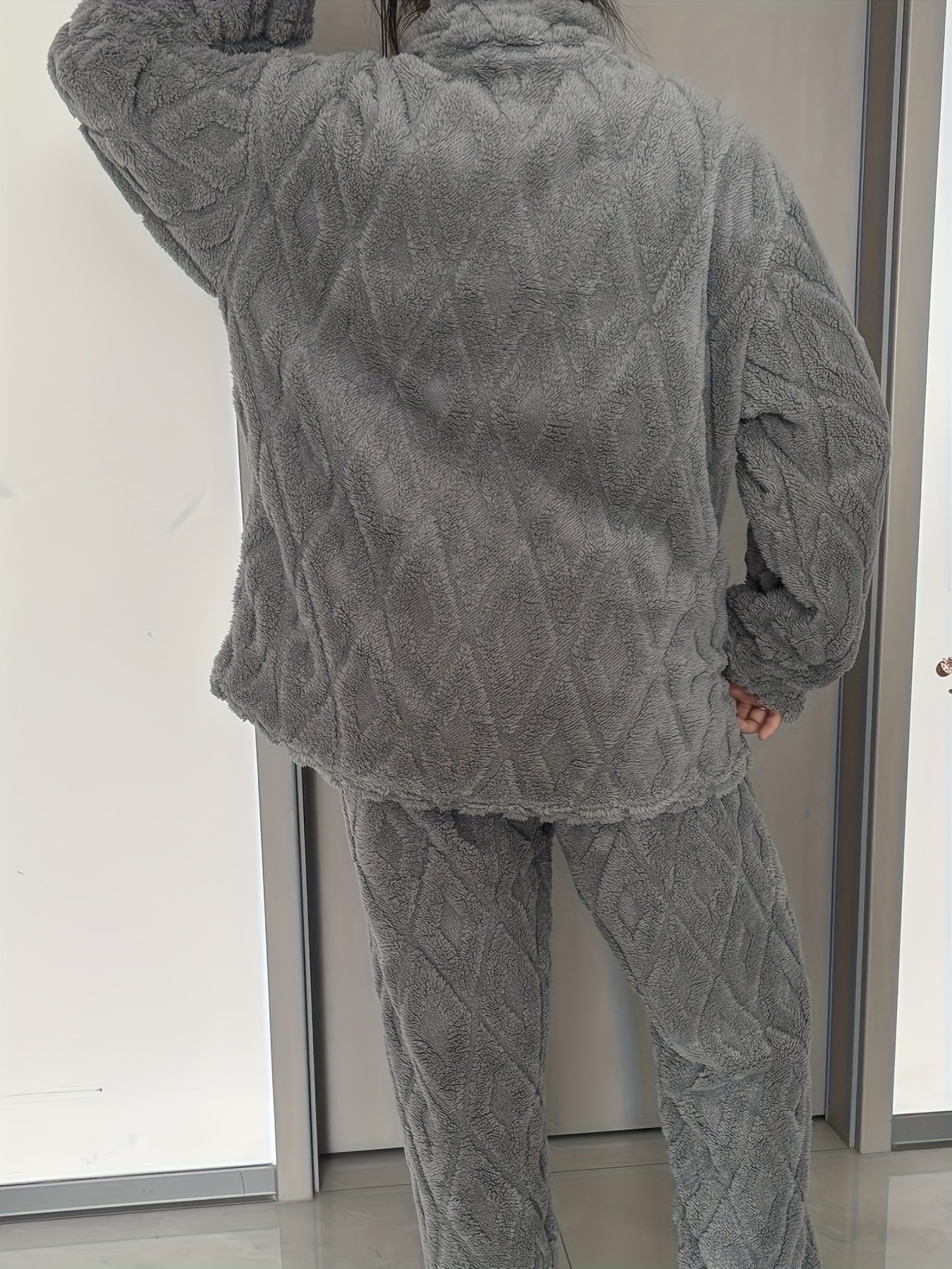 Men's Plush Zip-Up Set with Pockets, Warm and Comfortable Loungewear, New Autumn/Winter Collection, Light Beige-Friendly and Quick-Drying, Perfect for Fall and Winter Seasons - Image 3