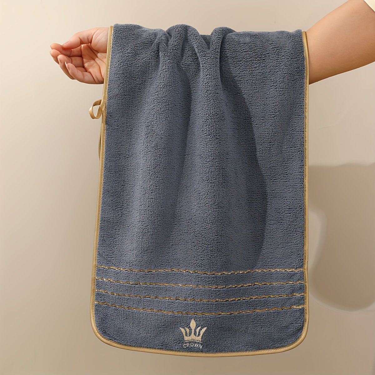 10pcs Luxury Bath Towel Set with Golden Crown & Stripe Design - Extra Large 70x140cm/27.5x55in, Large 42x70cm/16.5x27.5in, Small 35x35cm/13.7in - Plush Microfiber Spa Towels in Elegant Dark Brown & Golden for Bathroom, Gym, Hotel, Spa - Ideal Gift Set with Black & Golden Trim, Ultra-Soft & Durable, Perfect for Home or Travel, Includes Bath, Hand, and Face Towels, Towels Bath Towels, Bathroom Towels - Image 4