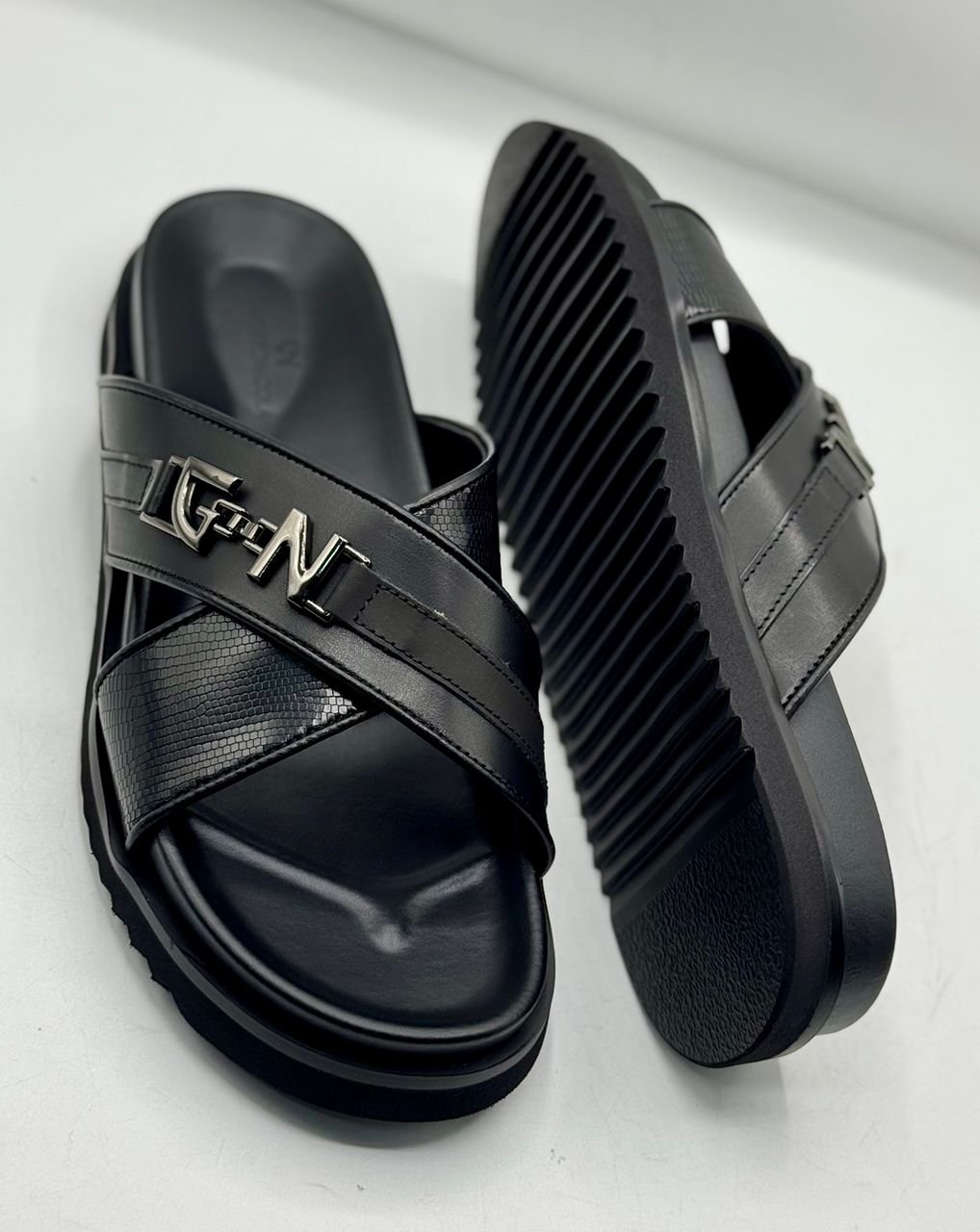 Premium Men's Leather Slides