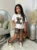 1-6 Years Girls’ Casual Street Fashion Bear Pattern T-Shirt and Geometric Print Shorts 2pcs Set, Soft Polyester Medium Stretch Fabric for Spring/Summer