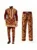 2pcs Men’S Elegant Wine Red & Golden Traditional African-Inspired Suit Set – Long Sleeve Lapland Collar Jacket & Matching Pants with Pockets, All-Season Formal & Semi-Formal Outfit for Weddings, Cultural Events, Holidays
