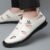 2025 Summer Men’s Slip-On Casual Shoes – Breathable Perforated Design, Non-Slip Rubber Sole, Lightweight White Synthetic for Everyday & Leisure Wear, Summer Slipons | Modern Footwear | Ventilated Comfort