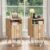 26.7″ Tall Modern Nightstand Set with Charging Station for Living Room, 15.75” Wide Wood Mid Century Tall End Tables with Sliding Tambour Door, Curved Round Edge Bedroom Bedside Tables, Natural Oak